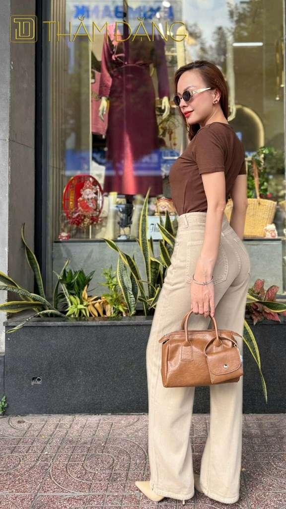 image Quần jeans ống suông, trơn 2