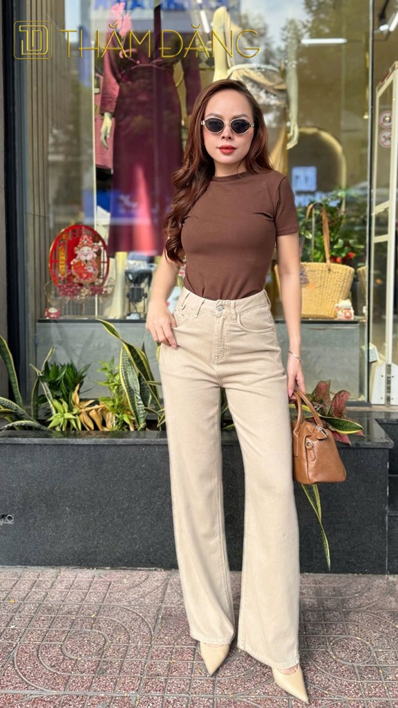 image Quần jeans ống suông, trơn 1