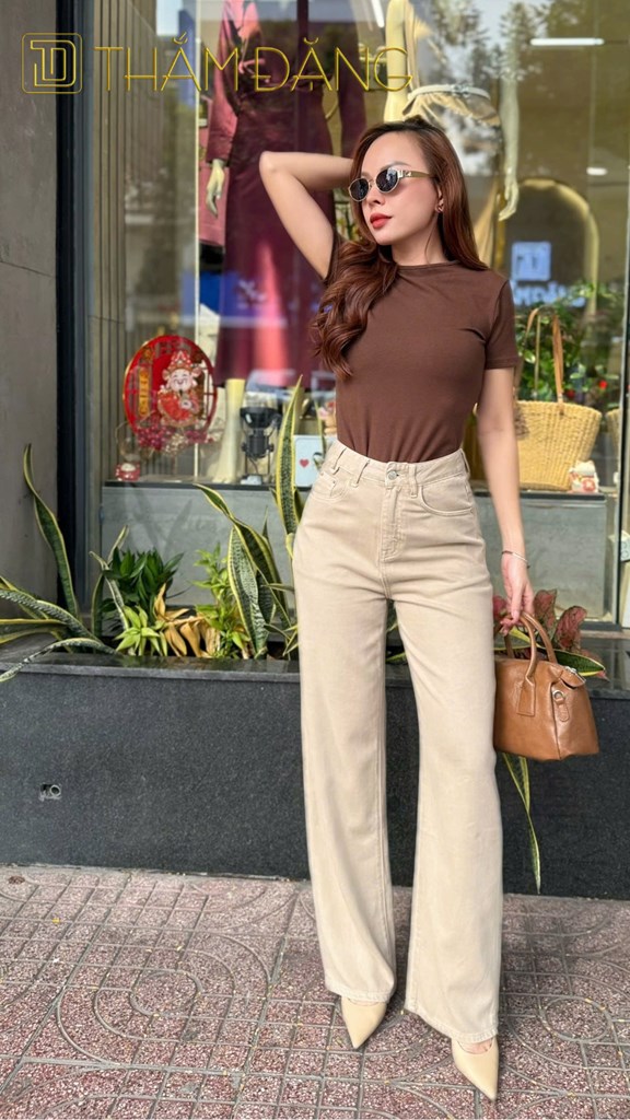 image Quần jeans ống suông, trơn 3