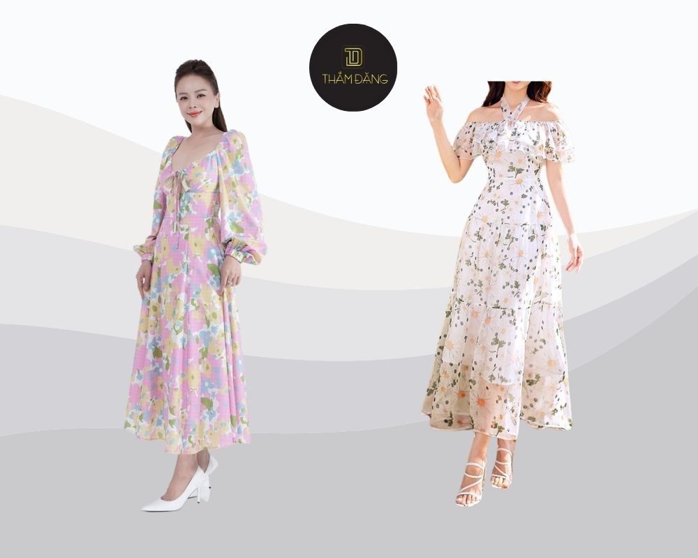 váy maxi hoa nhí cho soft girl