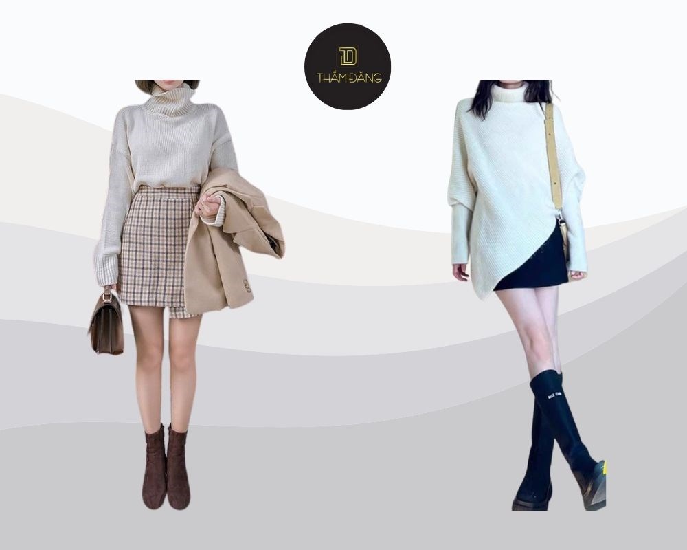 soft girl phối áo cổ lọ