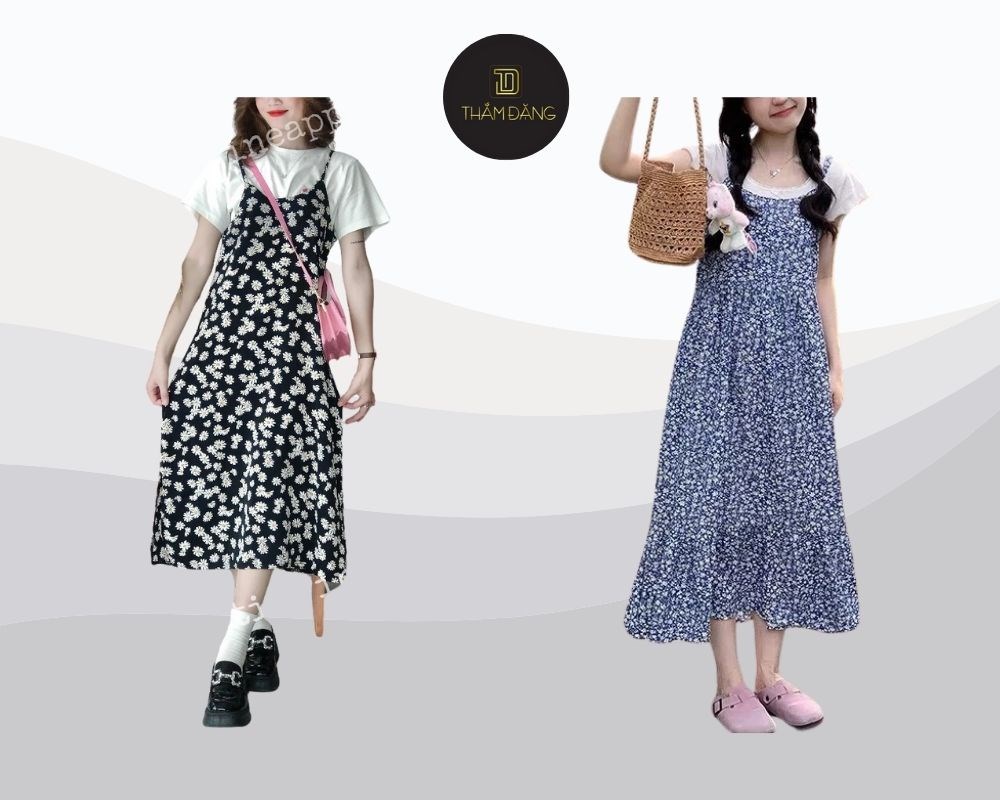 soft girl phối váy 2 dây