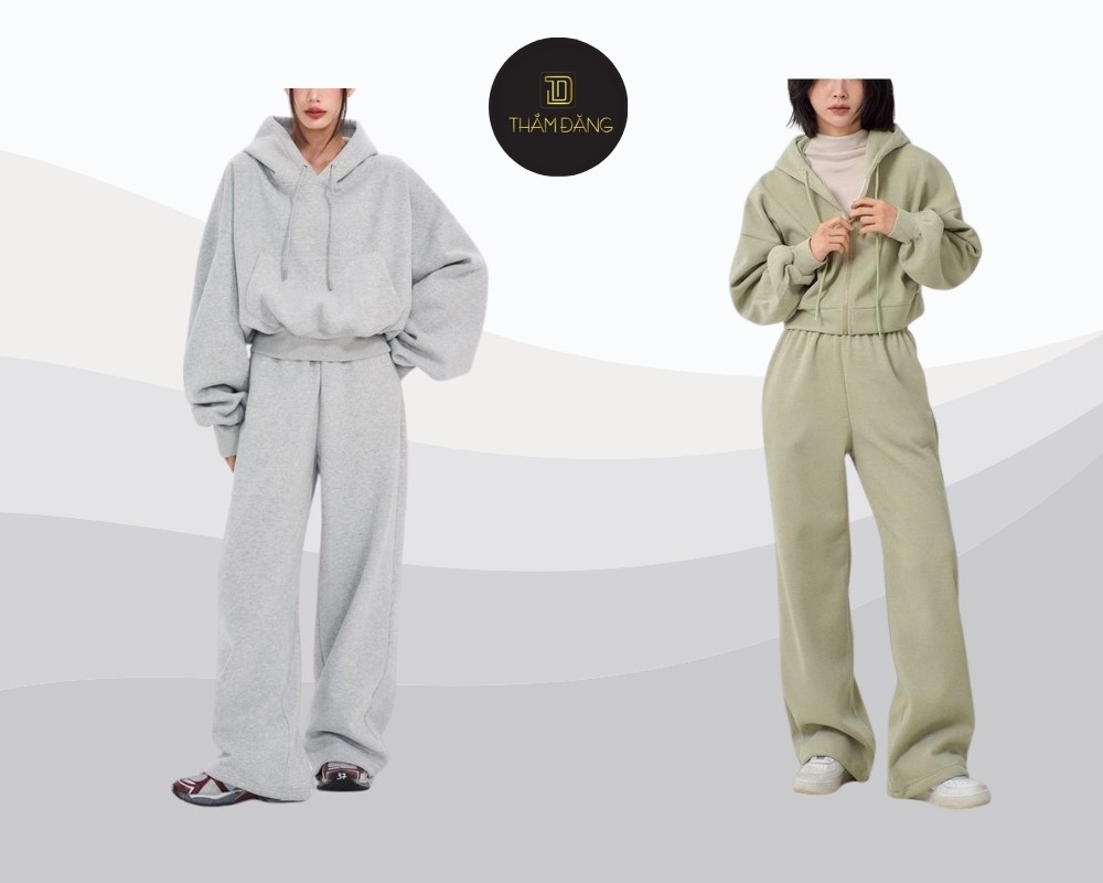 Áo hoodie/sweater phối quần jogger tạo phong cách thời trang sân bay sporty, thoải mái cho chuyến bay dài