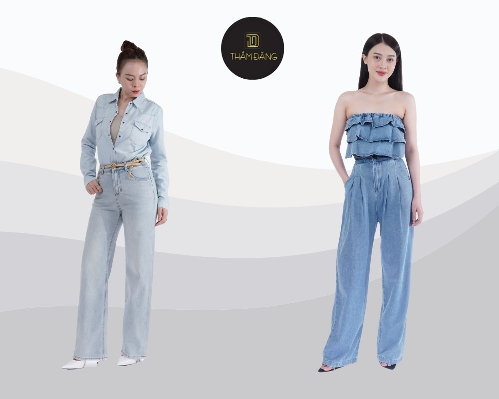 Áo denim phối quần jean tạo outfit sân bay cá tính, trẻ trung và thoải mái di chuyển