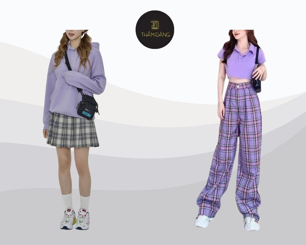 phối đồ đẹp với màu tím pastel