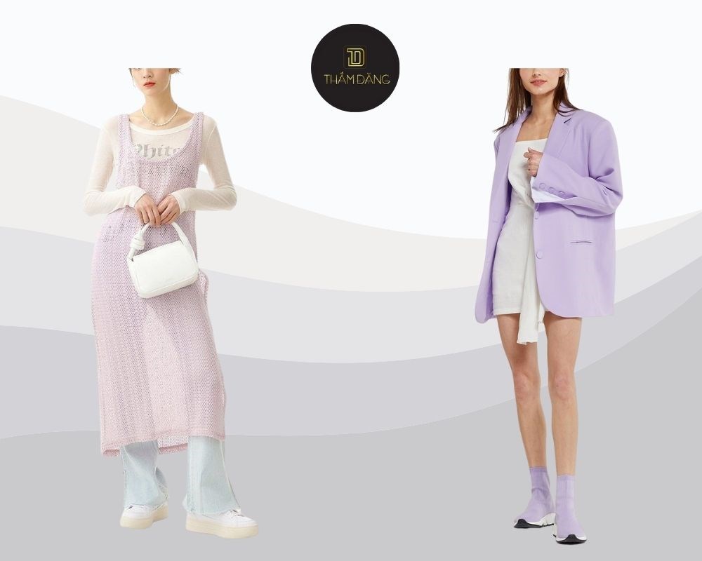 tím pastel phối trắng