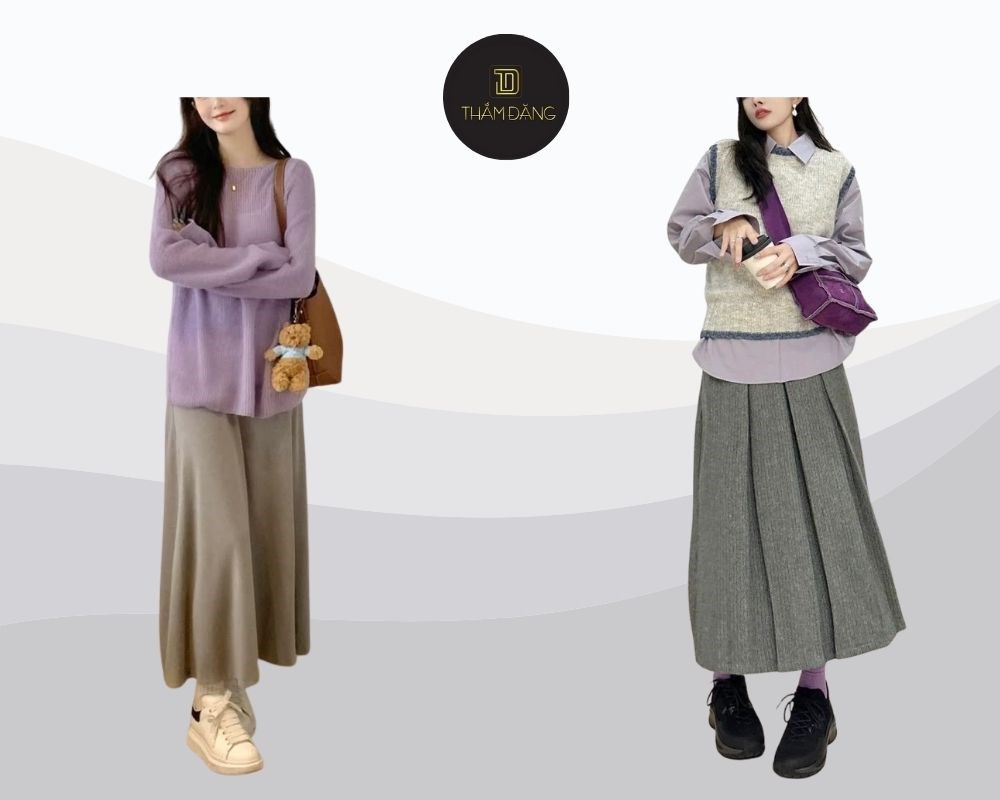tím pastel phối xám