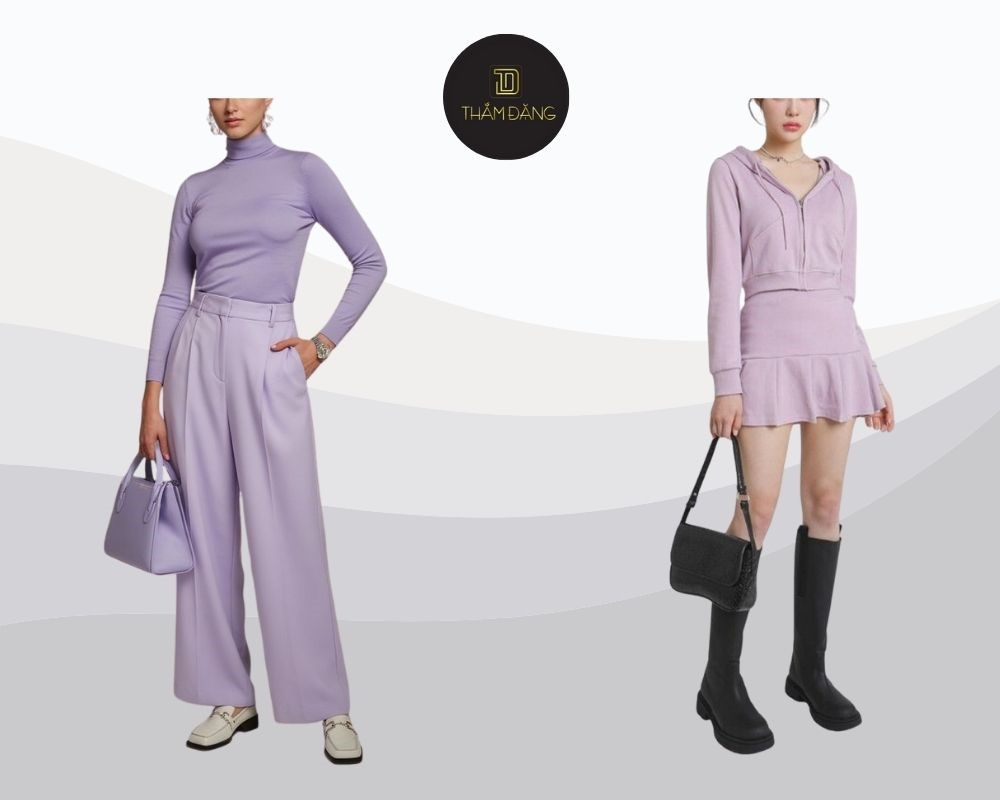 ton sur ton với set quần áo tím pastel