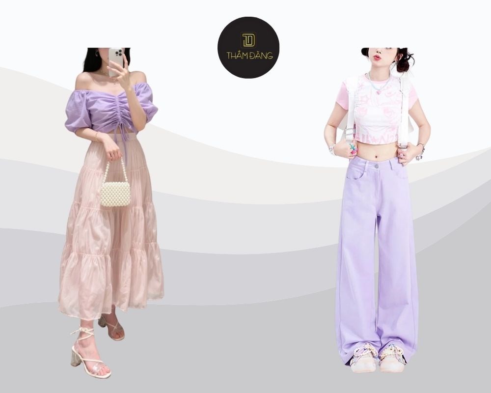 hồng phối với tím pastel