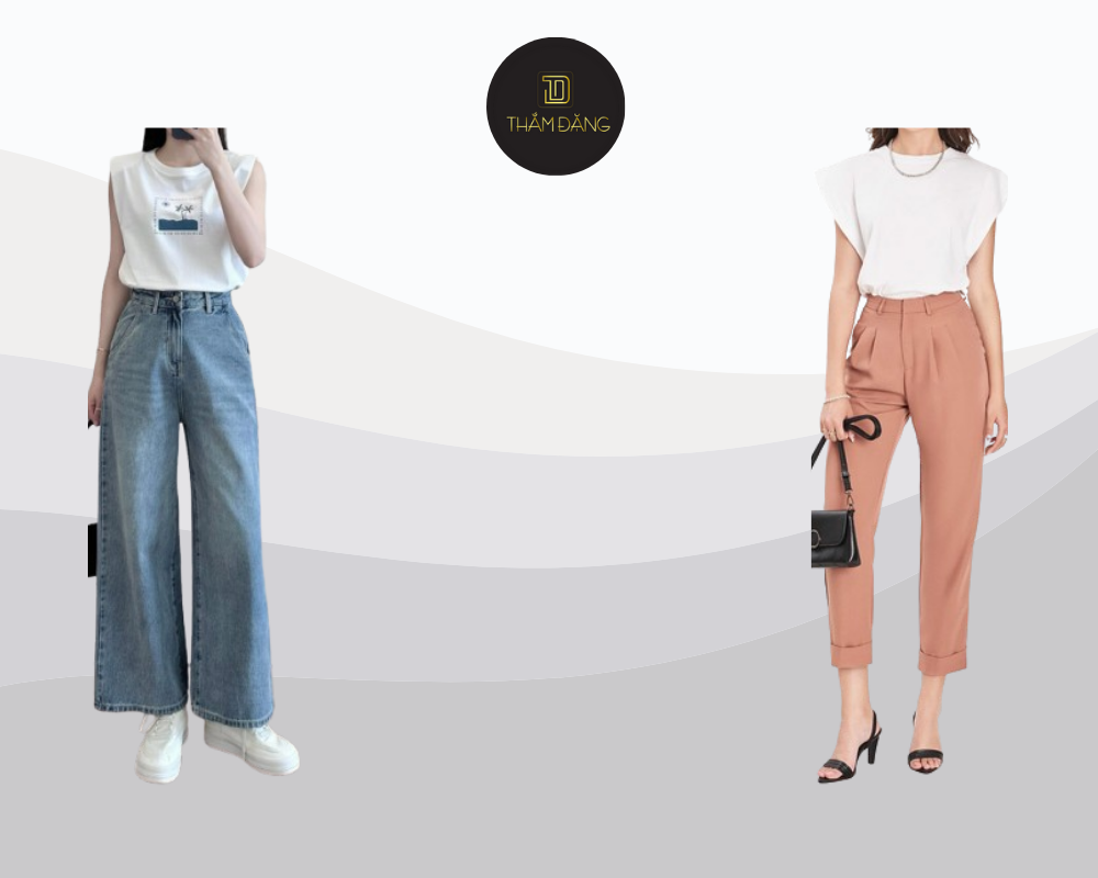 vai ngang phối quần áo thế nào trông thon gọn hơn