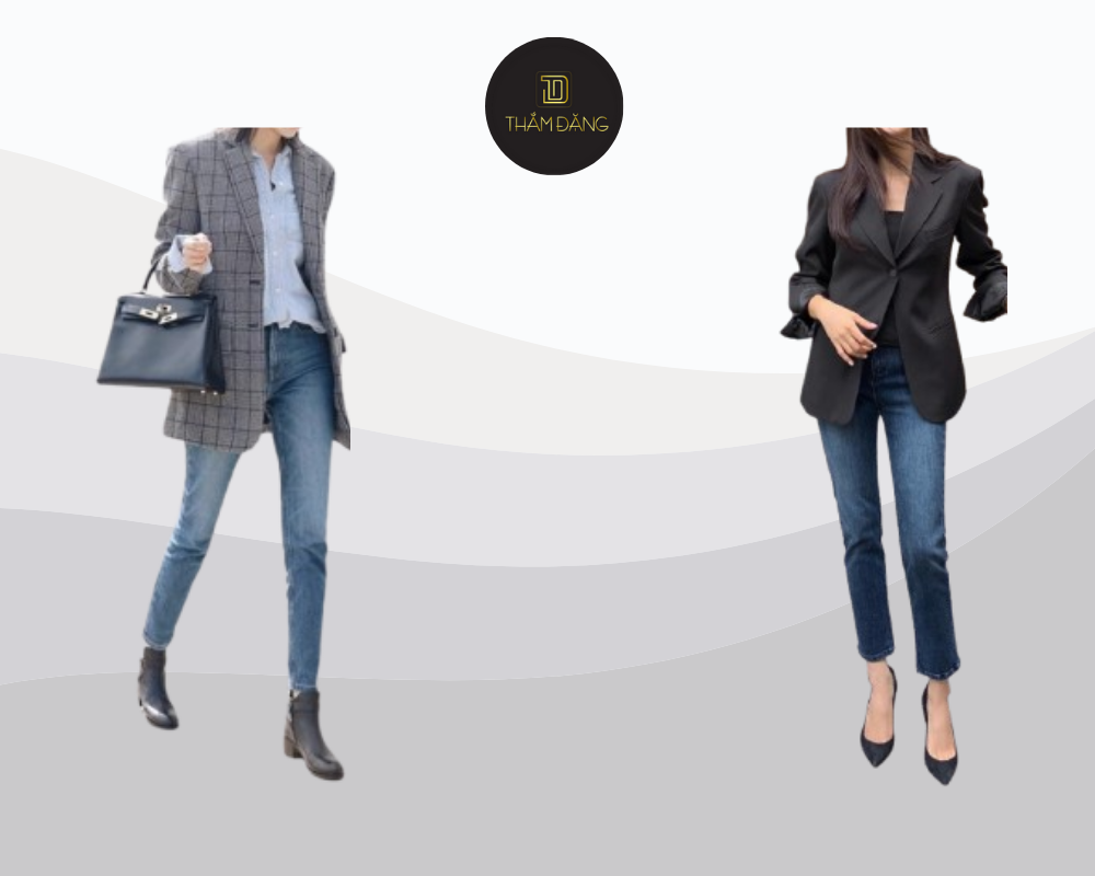 phối áo blaxer cho người có vai ngang