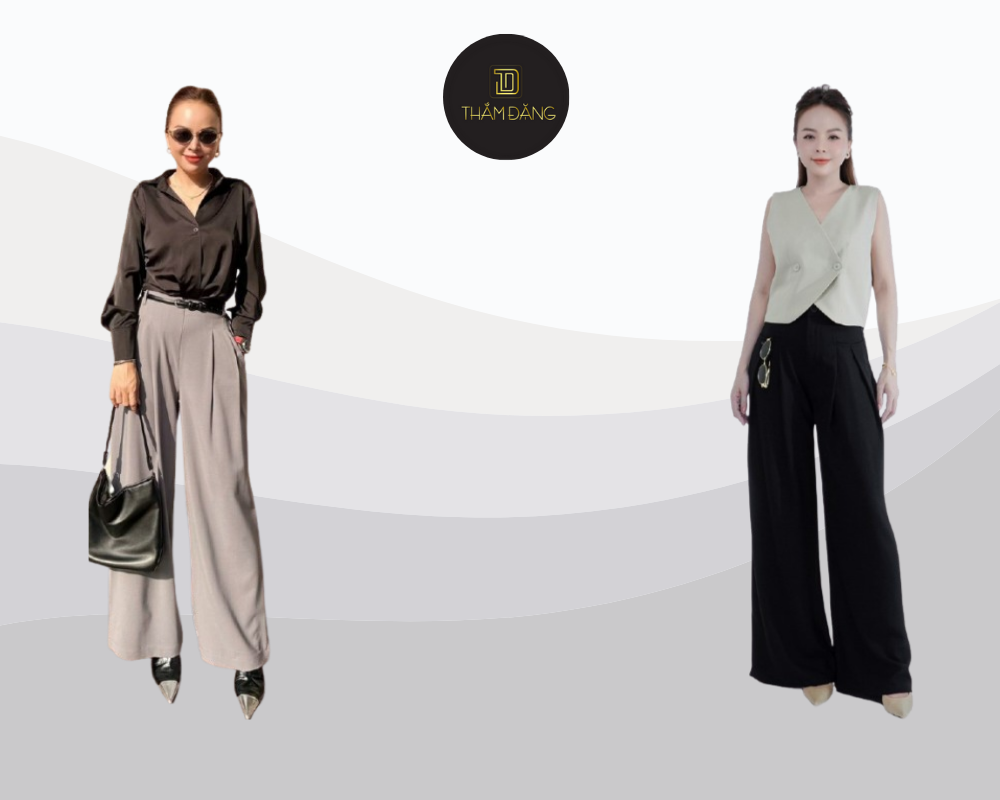  phối áo cổ chữ V cho người có vai ngang