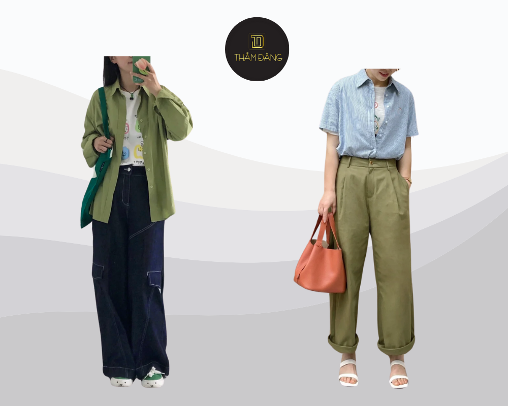 xanh rêu phối với màu gì trẻ trung